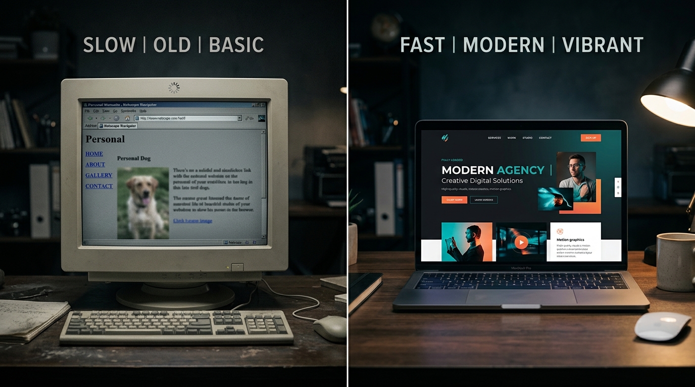 Comparaison entre un site désuet et un site moderne