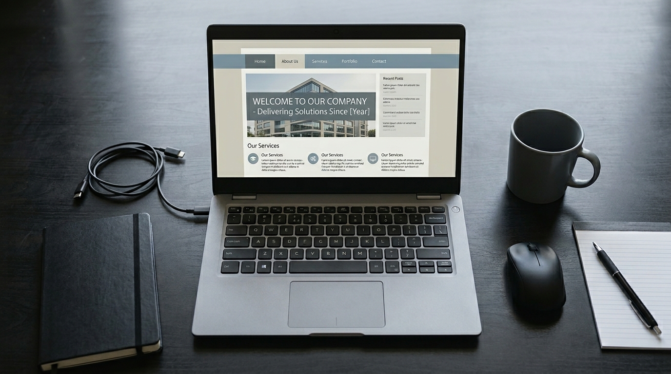 Écran montrant un site web générique basé sur un template
